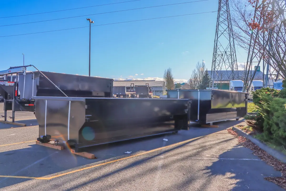Roll-off dumpster ready for waste disposal at job site for Concrete Dumpster Rental in Tracy